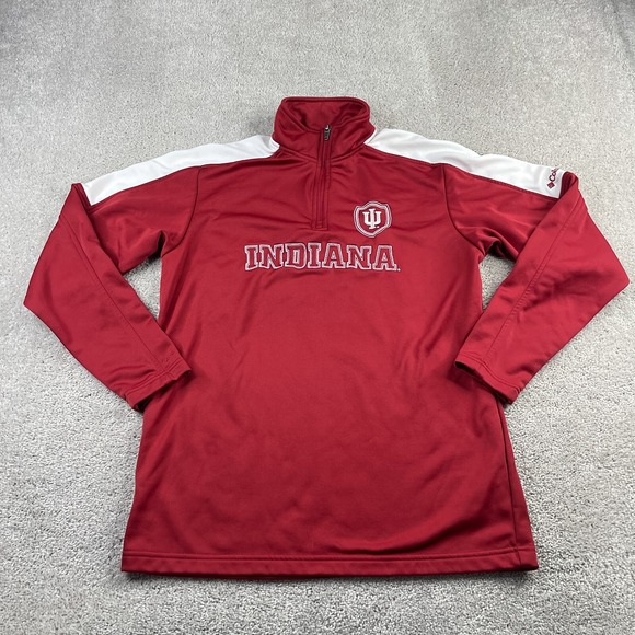 Indiana Hoosiers Sweater Mens Medium Red Columbia Fleece Quarter Zip Pullover - Picture 1 of 12